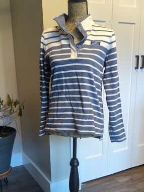 L.L. Bean Blue and White Striped Pullover Shirt
